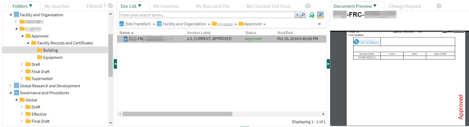 OpenText Documentum for Life Sciences_document is approved and presented accordingly